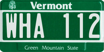 VT license plate WHA112