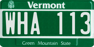 VT license plate WHA113