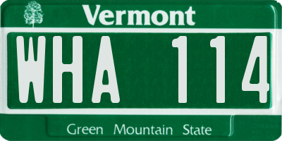VT license plate WHA114