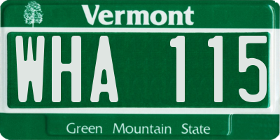 VT license plate WHA115