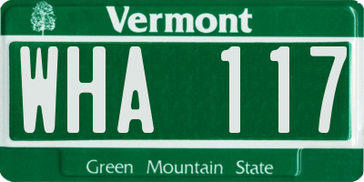 VT license plate WHA117