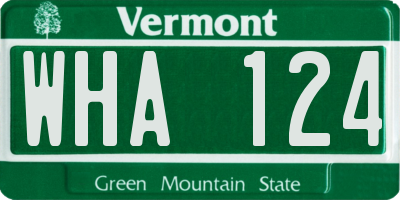VT license plate WHA124