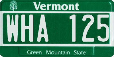 VT license plate WHA125