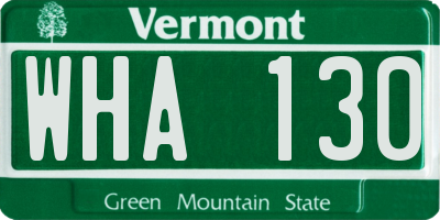 VT license plate WHA130
