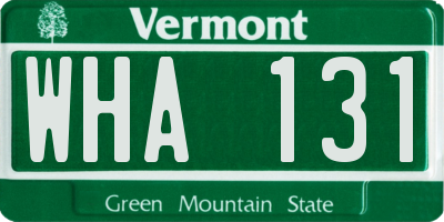 VT license plate WHA131