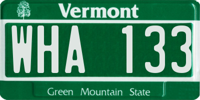 VT license plate WHA133