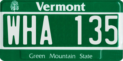 VT license plate WHA135