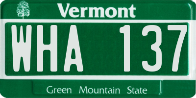 VT license plate WHA137