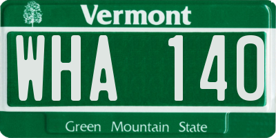 VT license plate WHA140