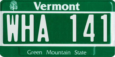 VT license plate WHA141