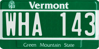 VT license plate WHA143