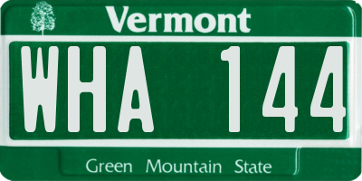 VT license plate WHA144