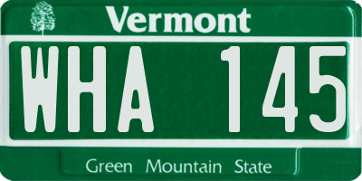 VT license plate WHA145