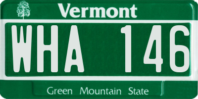 VT license plate WHA146