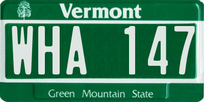 VT license plate WHA147