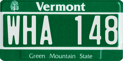 VT license plate WHA148