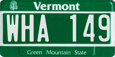 VT license plate WHA149