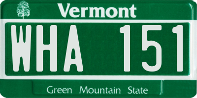 VT license plate WHA151