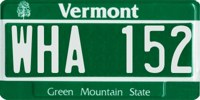 VT license plate WHA152