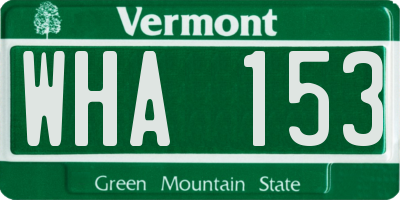 VT license plate WHA153