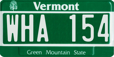 VT license plate WHA154