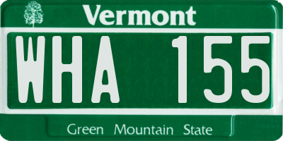 VT license plate WHA155