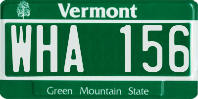 VT license plate WHA156