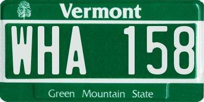 VT license plate WHA158