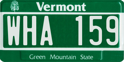 VT license plate WHA159