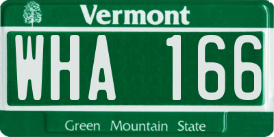 VT license plate WHA166