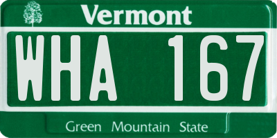 VT license plate WHA167