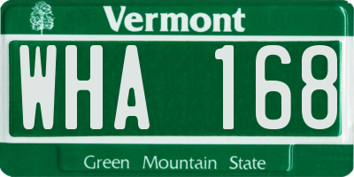 VT license plate WHA168