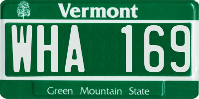VT license plate WHA169