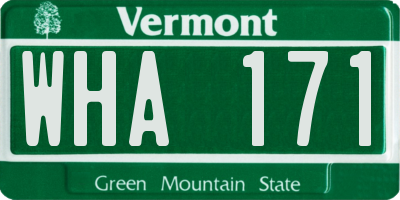 VT license plate WHA171