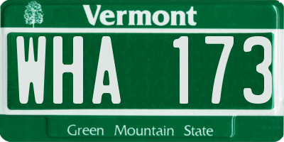 VT license plate WHA173