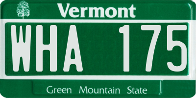 VT license plate WHA175