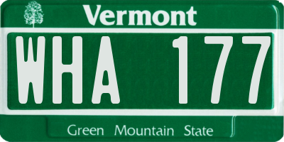 VT license plate WHA177