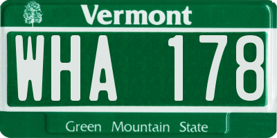 VT license plate WHA178