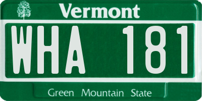 VT license plate WHA181