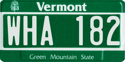 VT license plate WHA182
