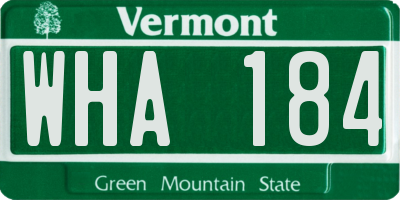 VT license plate WHA184
