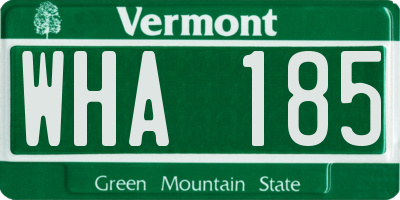 VT license plate WHA185