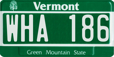 VT license plate WHA186