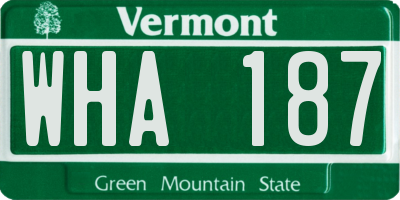 VT license plate WHA187
