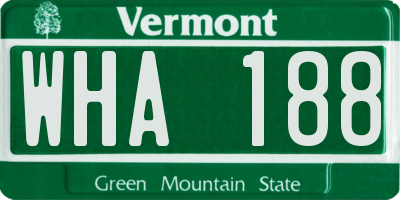 VT license plate WHA188