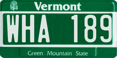 VT license plate WHA189