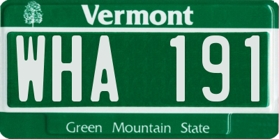 VT license plate WHA191