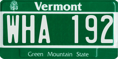 VT license plate WHA192