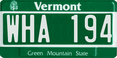 VT license plate WHA194