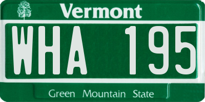 VT license plate WHA195